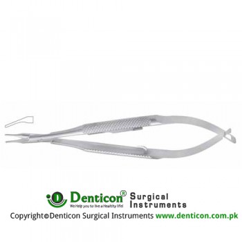 Barraquer Micro Needle Holder Curved - Very Delicate - Round Handle - With Lock Stainless Steel, 14 cm - 5 1/2"